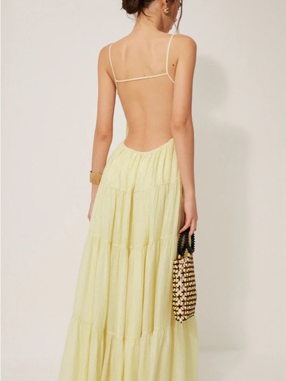 Pleated Backless Tiered Cami Dress- brand new never worn